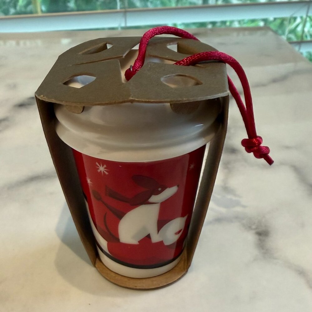Starbucks Mini Ceramic Ornament Mug  – Limited Edition Holiday Sled Design NWT